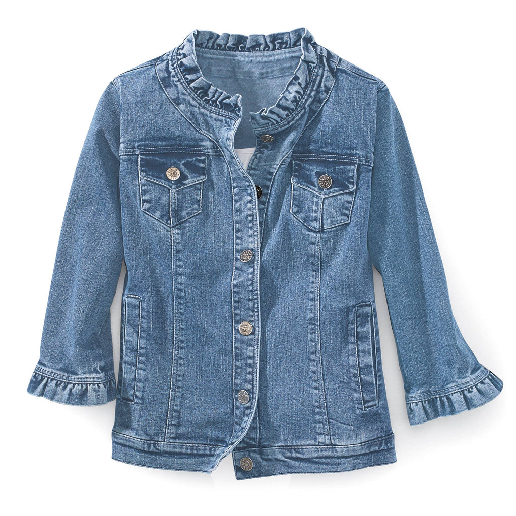NorthStyle - Ruffle Trimmed Denim Jacket