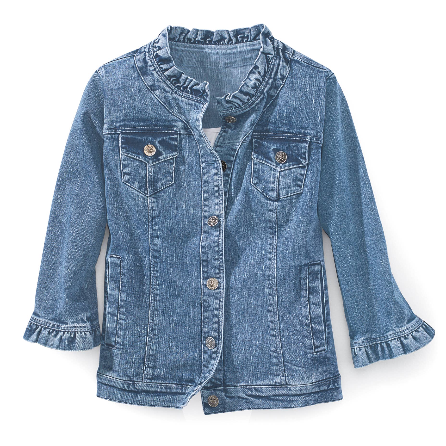 NorthStyle - Ruffle Trimmed Denim Jacket