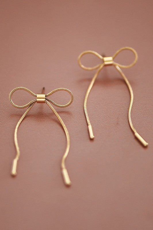 18K Gold Non-Tarnish Stainless Steel Bow Earrings