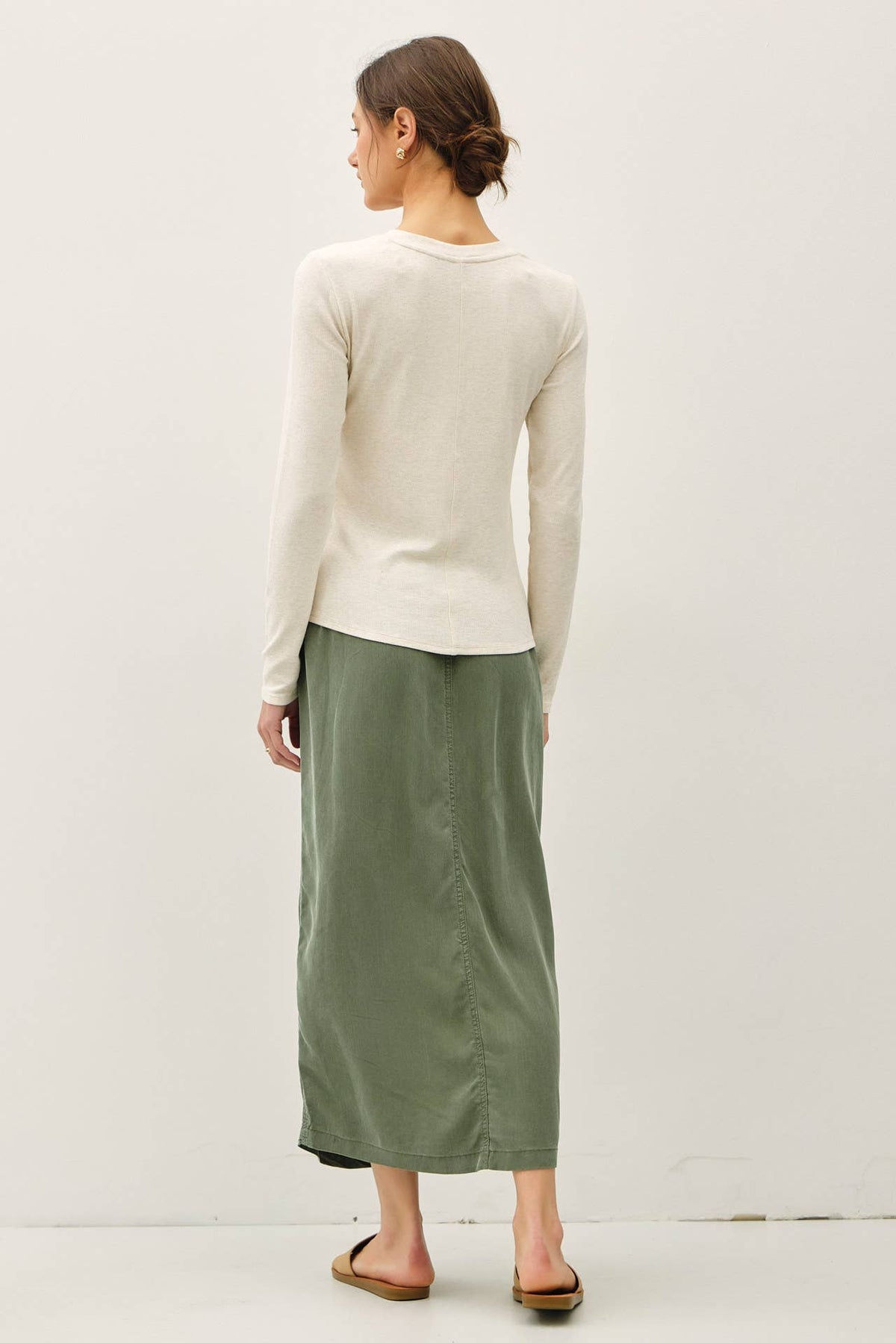 MODAL CLASSIC RIBBED LONGSLEEVE HENLEY BASIC TOP