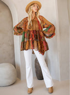Chic Overdyed Band Collar Jhabla Top (New Color)