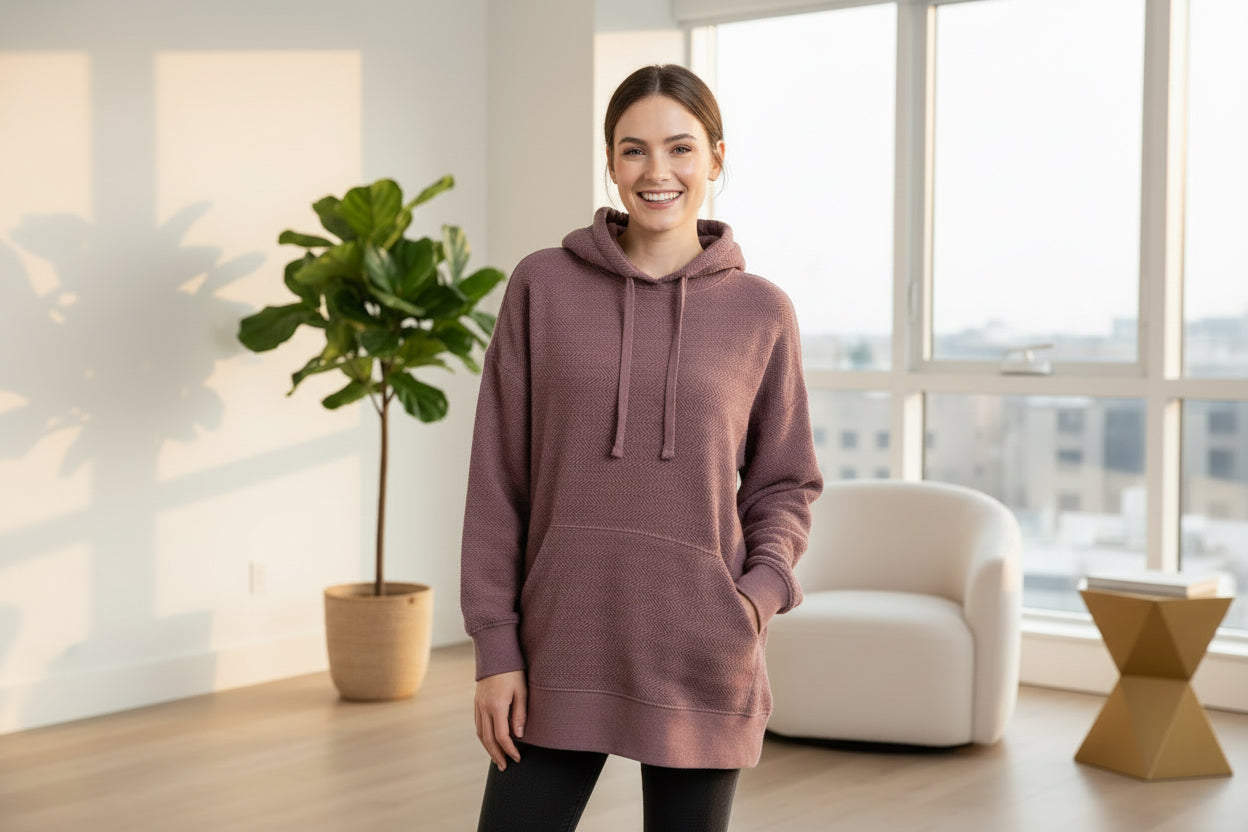 Harbor Way Herringbone Hooded Pullover