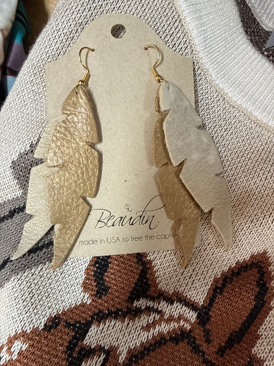 Leather Feather Earrings