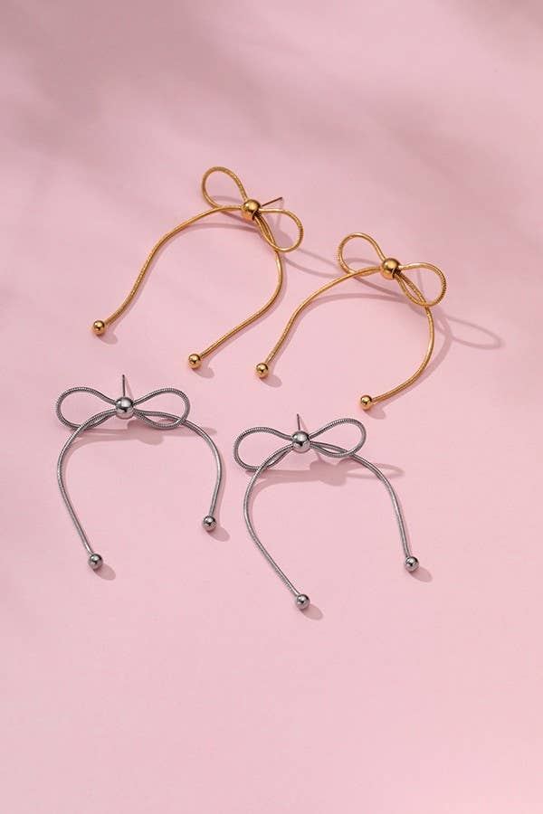 18K STAINLESS STEEL TARNISH FREE BOW EARRINGS |