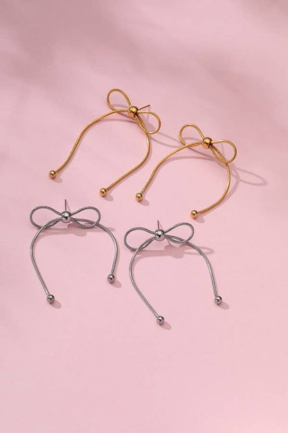 18K STAINLESS STEEL TARNISH FREE BOW EARRINGS |