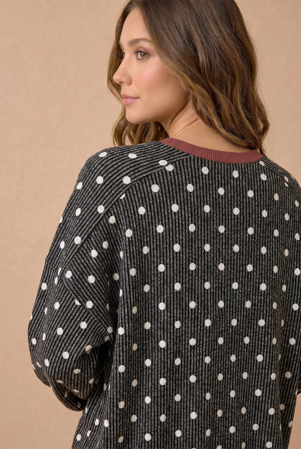 Haptics - Polka Dot Wave Rib Top