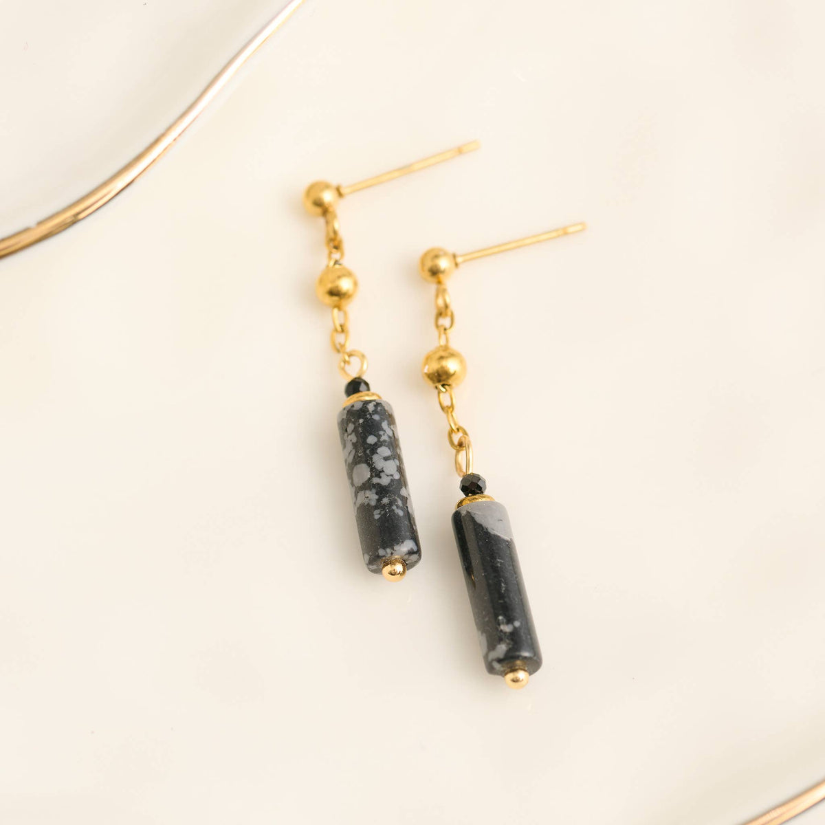 Howard's - Waterproof Earrings Drop Apatite Beaded Narelle Gold