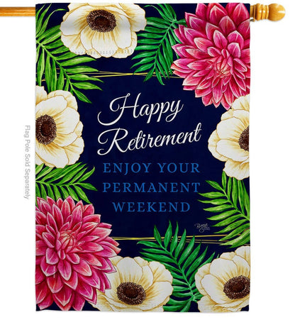 Two Group Flag Co - Enjoy Retirement Celebration Floral Decor Flag