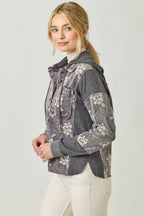 Festive Flower Embroidery Hoodie Jacket