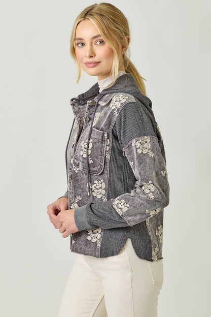Festive Flower Embroidery Hoodie Jacket