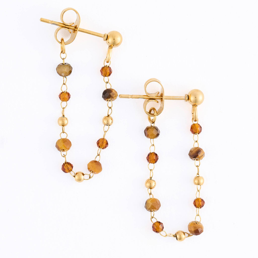 Howard's - Waterproof Earrings Gemstone Beaded Drop Narelle Gold