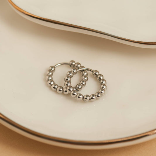 Howard's - Waterproof Earrings Narelle Beaded Hoop Gold & Steel Narelle