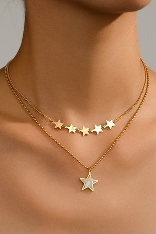 18K Non-Tarnish Stainless Steel Chain Necklace - Stars