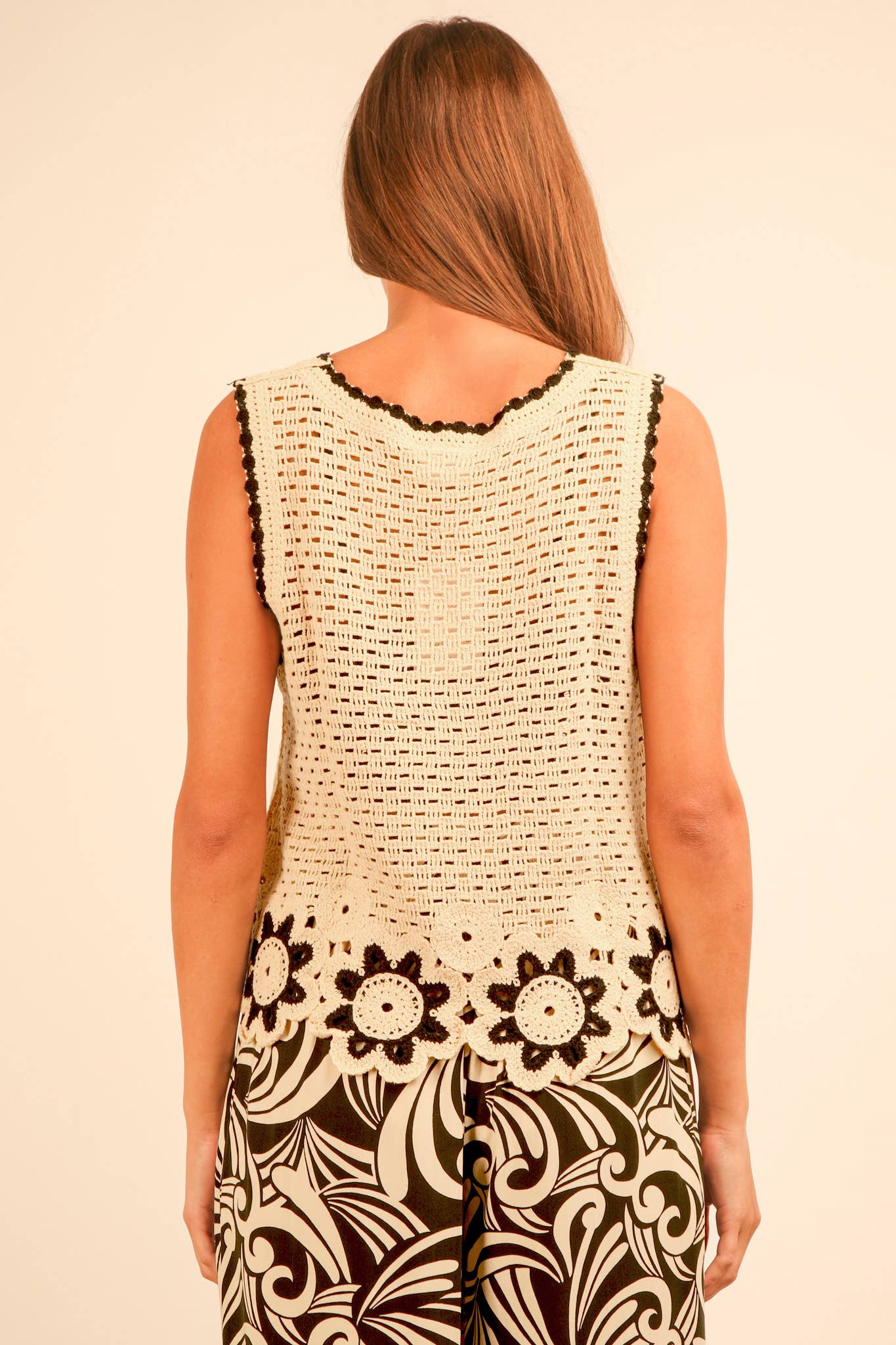 VERY J - NT12140-Floral Trim Detail Crochet Top