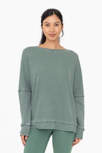 Waffle Ribbed Round Neck Pullover Mono B