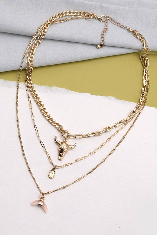JOSSLYN by wall to wall - BULL HORN MULTI LAYER NECKLACE | 80N243