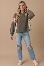 Haptics - Mixed Media Patchwork Pullover Knit Top