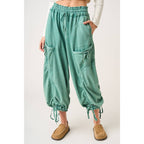 WASHED FRENCH TERRY DROP POCKET BALLOON PANTS