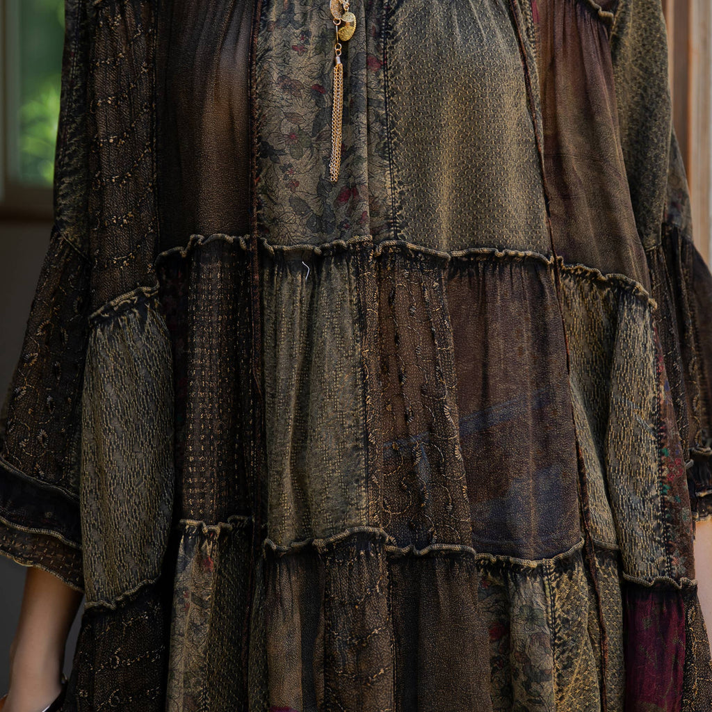 Chic Overdyed Band Collar Jhabla Top (New Color)