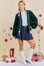 Festive Holiday Cable Knit Cardigan
