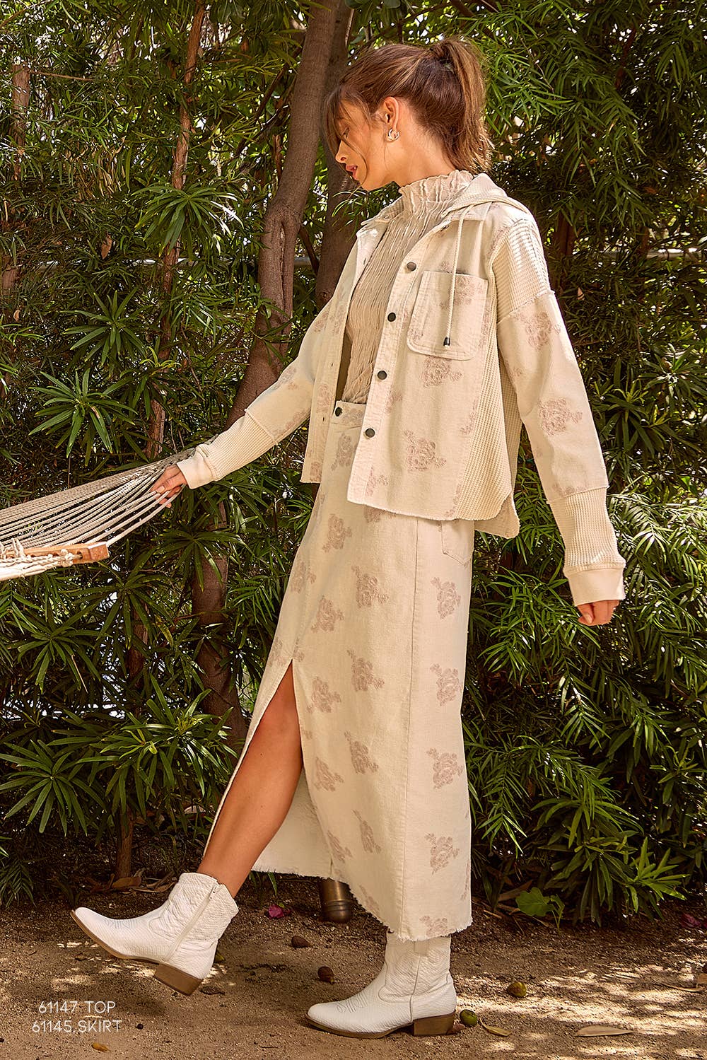 Festive Flower Embroidery Hoodie Jacket