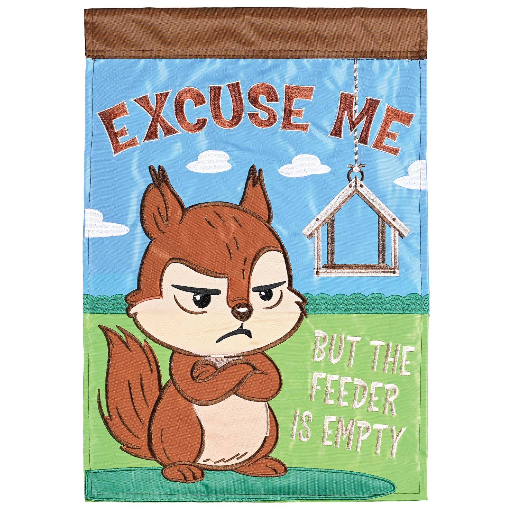 Garden Flag Squirrel Excuse Me
