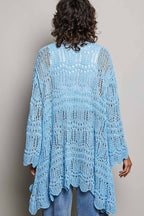 Pol Clothing - Weave Pattern Solid Thin Acrylic Sweater Open Cardigan SALE