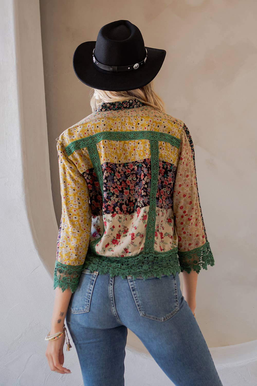 Young Threads - Earthy Boho Button Down Cropped Shirt