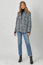 Fringe Detailed Plaid Jacket