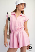 Rae Mode - BUTTER SHORT SLEEVE QUARTER ZIP ROMPER
