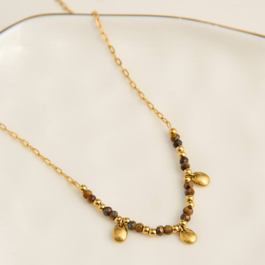 Howard's - Tiger Eye Necklace 15" Beaded Waterproof Jewelry Narelle
