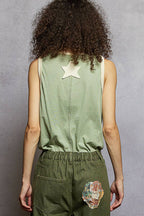 Pol Clothing - V-neck Sleeveless Front Star Patches