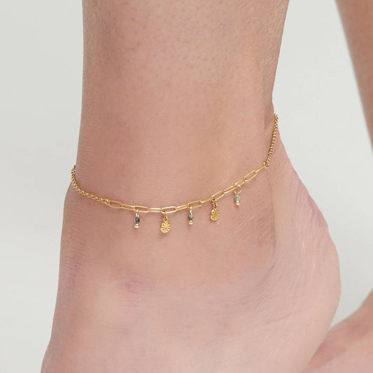 Howard's - Waterproof Anklet 18K Gold Beaded Charm Narelle