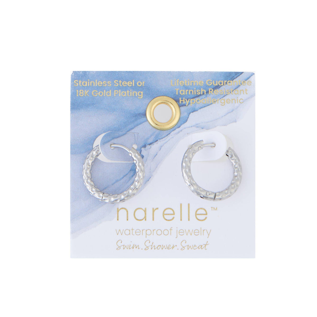Howard's - Waterproof Earrings Hammered Huggie Hoop in Gold & Steel