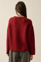 Pug Dog Solid Knit Relaxed-Fit Drop-Shoulder Sweater