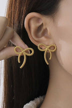 18K STAINLESS STEEL TARNISH FREE BOW STUD EARRINGS |