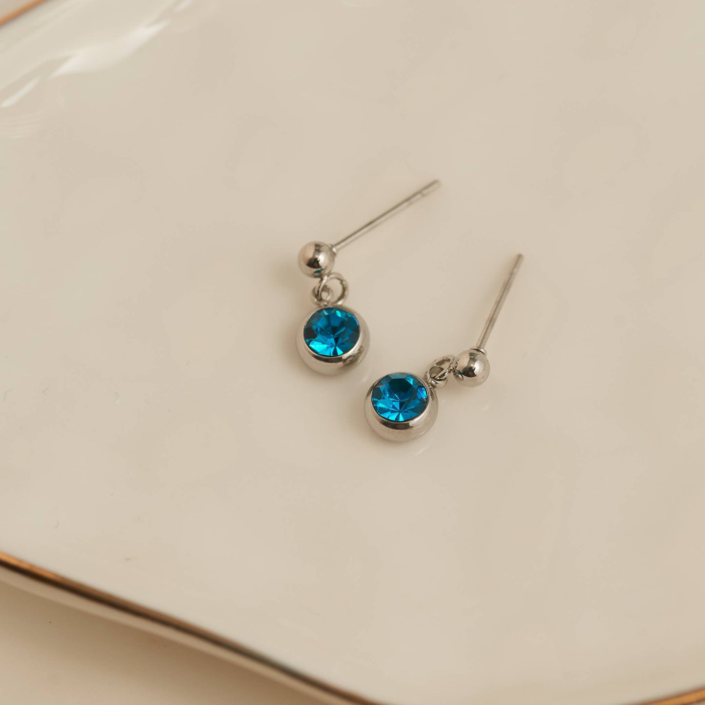 Howard's - Waterproof Earrings Gemstone Dangle Studs in Stainless Steel