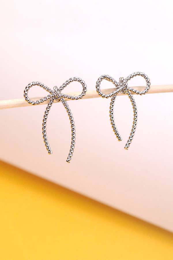ROPE BOW DESIGN STUD EARRINGS |