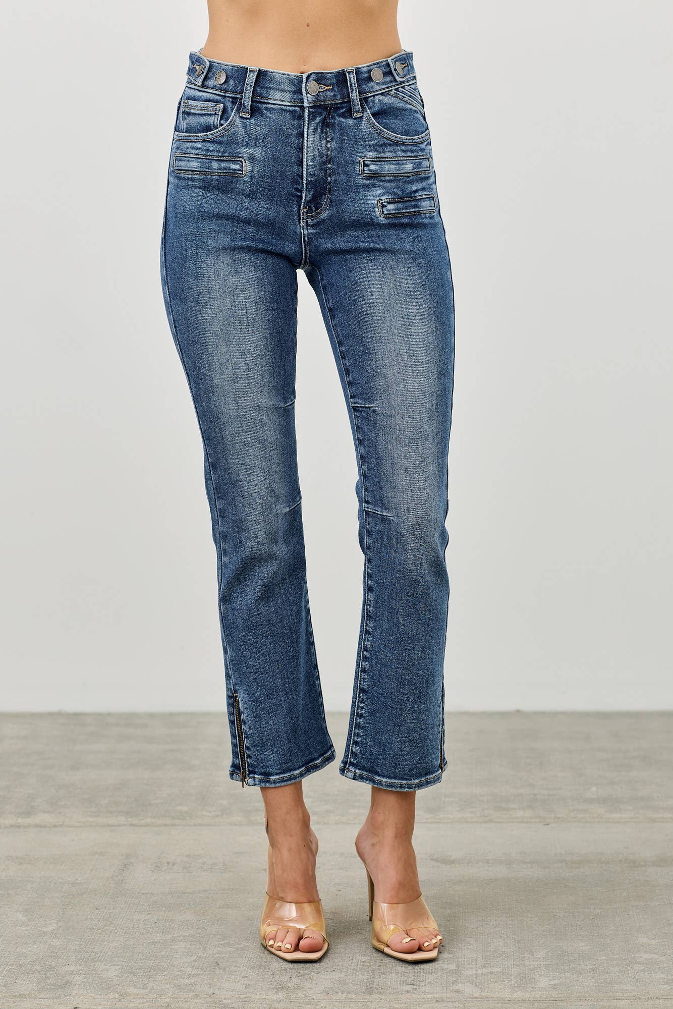 SAIGE DENIM MID RISE SKINNY CROP