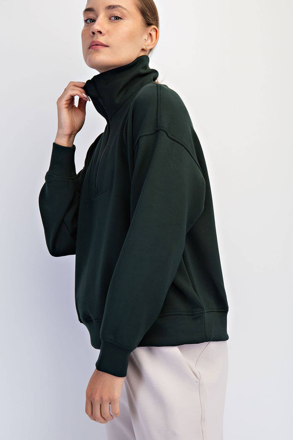 Rae Mode - MODAL SCUBA QUARTER ZIP FUNNEL NECK PULLOVER