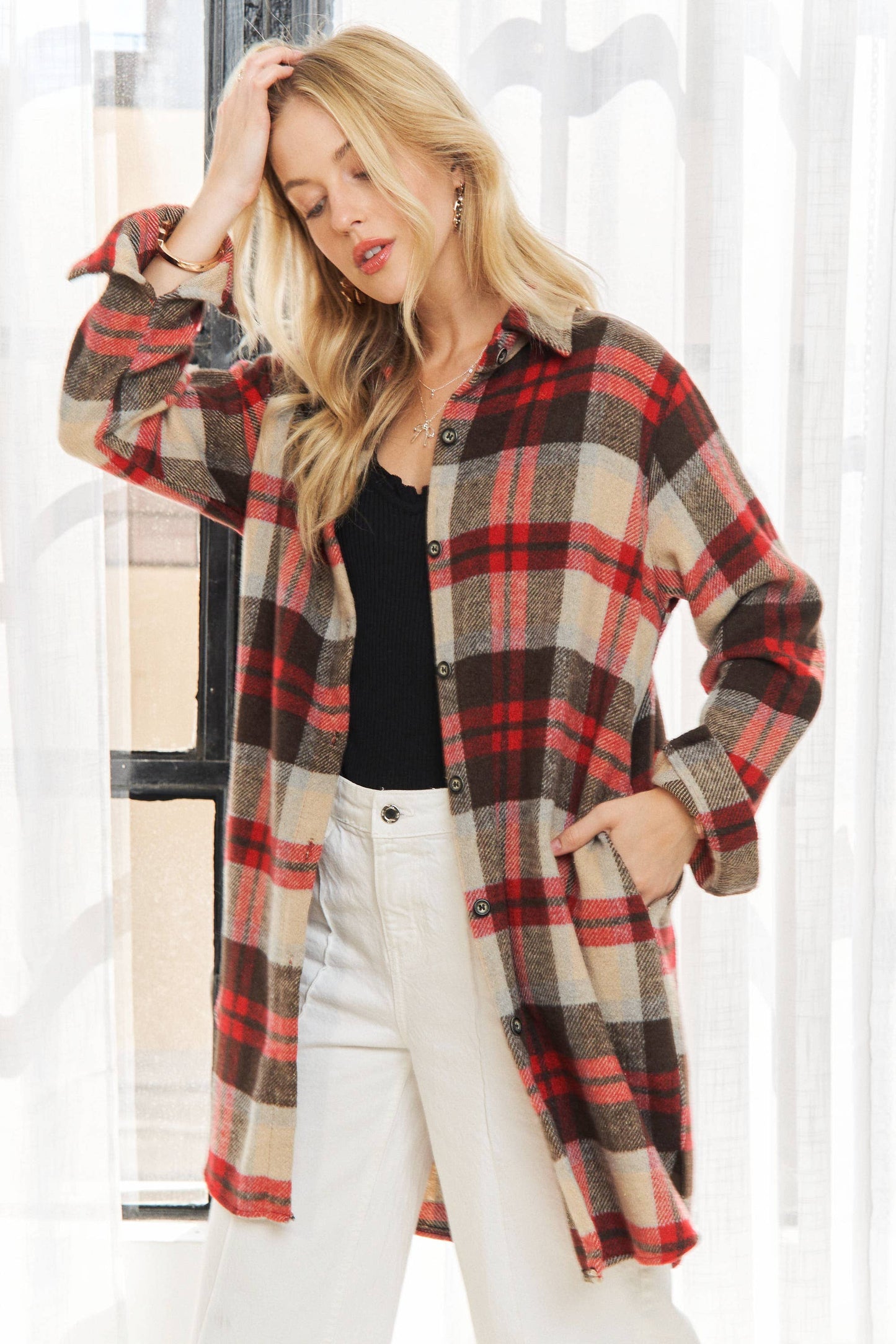 Adore CHECK FLANNEL SHIRT JACKET LONG SLEEVE