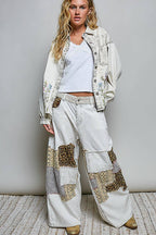 Pol Clothing - Handcrafted Vintage DIY Patchwork-Style Waistband Wide Pant