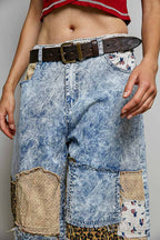 Pol Clothing - Handcrafted Vintage DIY Patchwork-Style Waistband Wide Pant