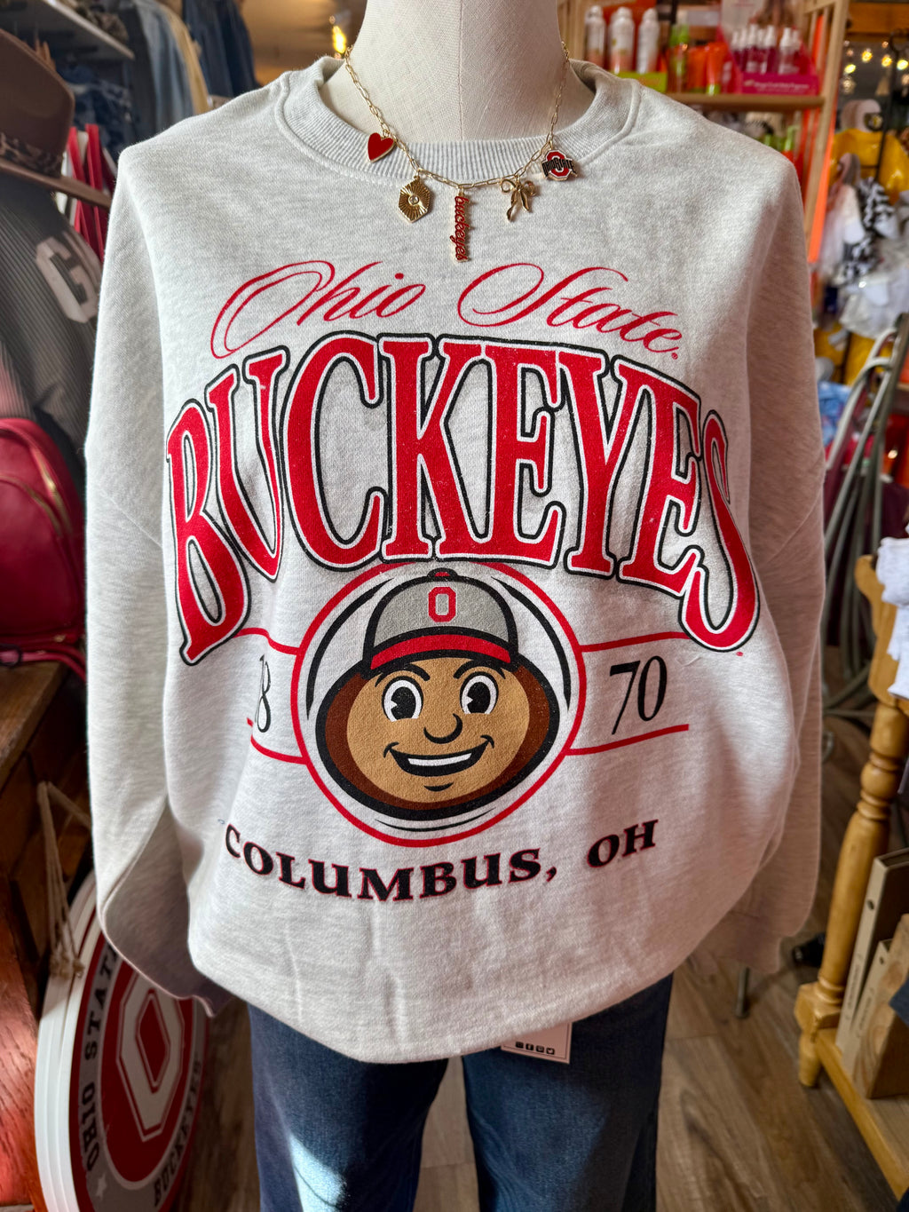 Ohio State Buckeyes Vinson Melange Janise LS Crew Neck