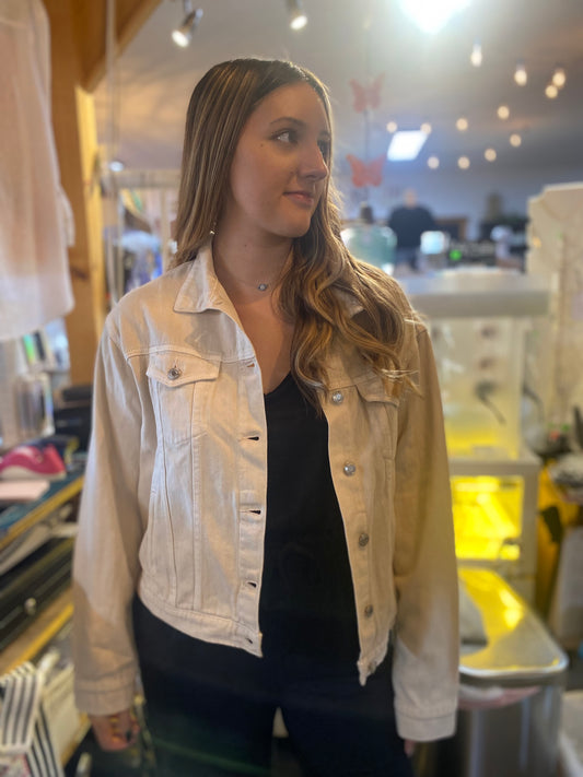 Vintage Inspired Ripped Cotton Crop Denim Jacket