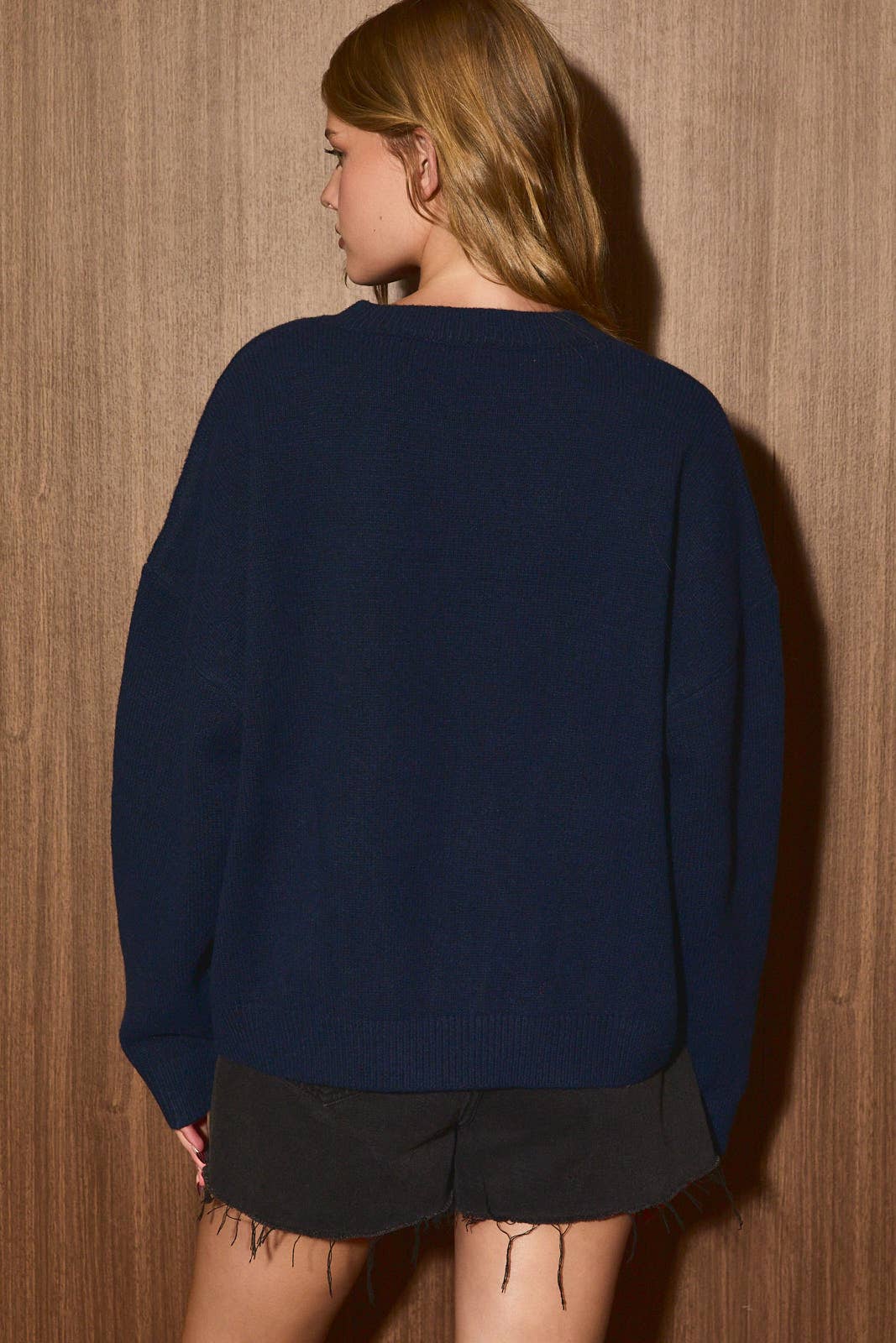 Santa Pug Graphic Crew Neck Knit Sweater Le Lis