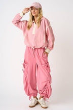 WASHED FRENCH TERRY DROP POCKET BALLOON PANTS