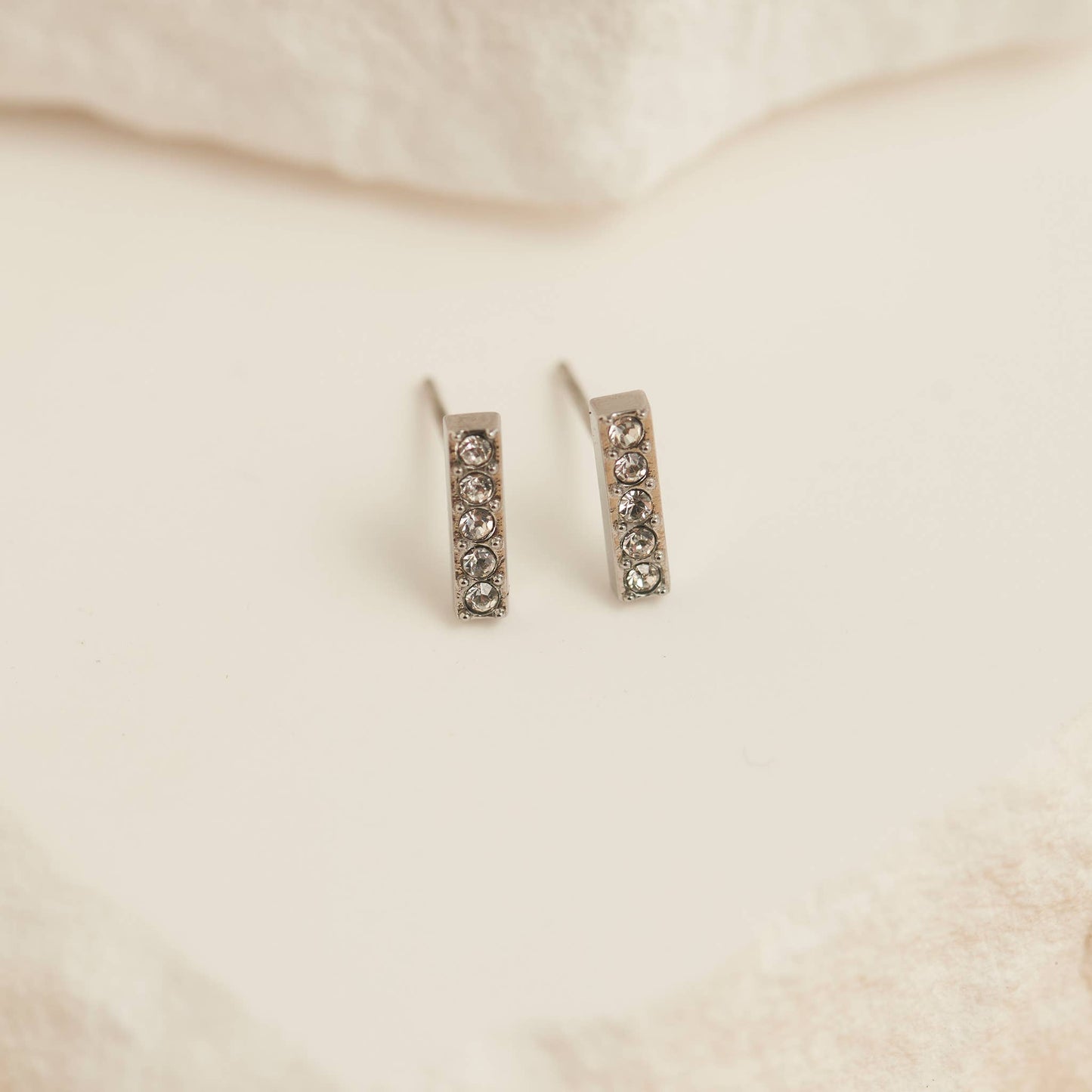 Howard's - Waterproof Earrings Crystal Bar Studs with Glass Gemstones