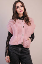 Oversized Button Down Knit Sweater Top