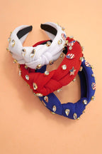 4TH OF JULY FLAG STAR RHINESTONE STUD HEADBAND